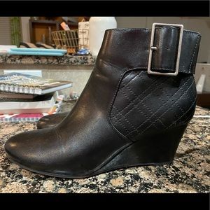 Black wedge booties
